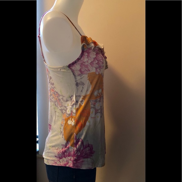OLD NAVY RUFFLED V NECK FLORAL TANK Sz XS/TP - Picture 3 of 12